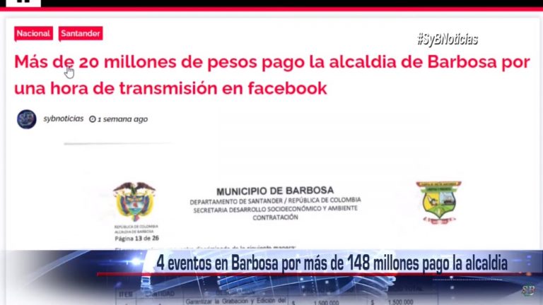 4 eventos en Barbosa por más de 148 millones pago la alcaldía.