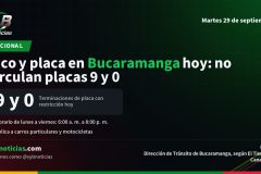 Pico y placa en Bucaramanga hoy: no circulan placas 9 y 0